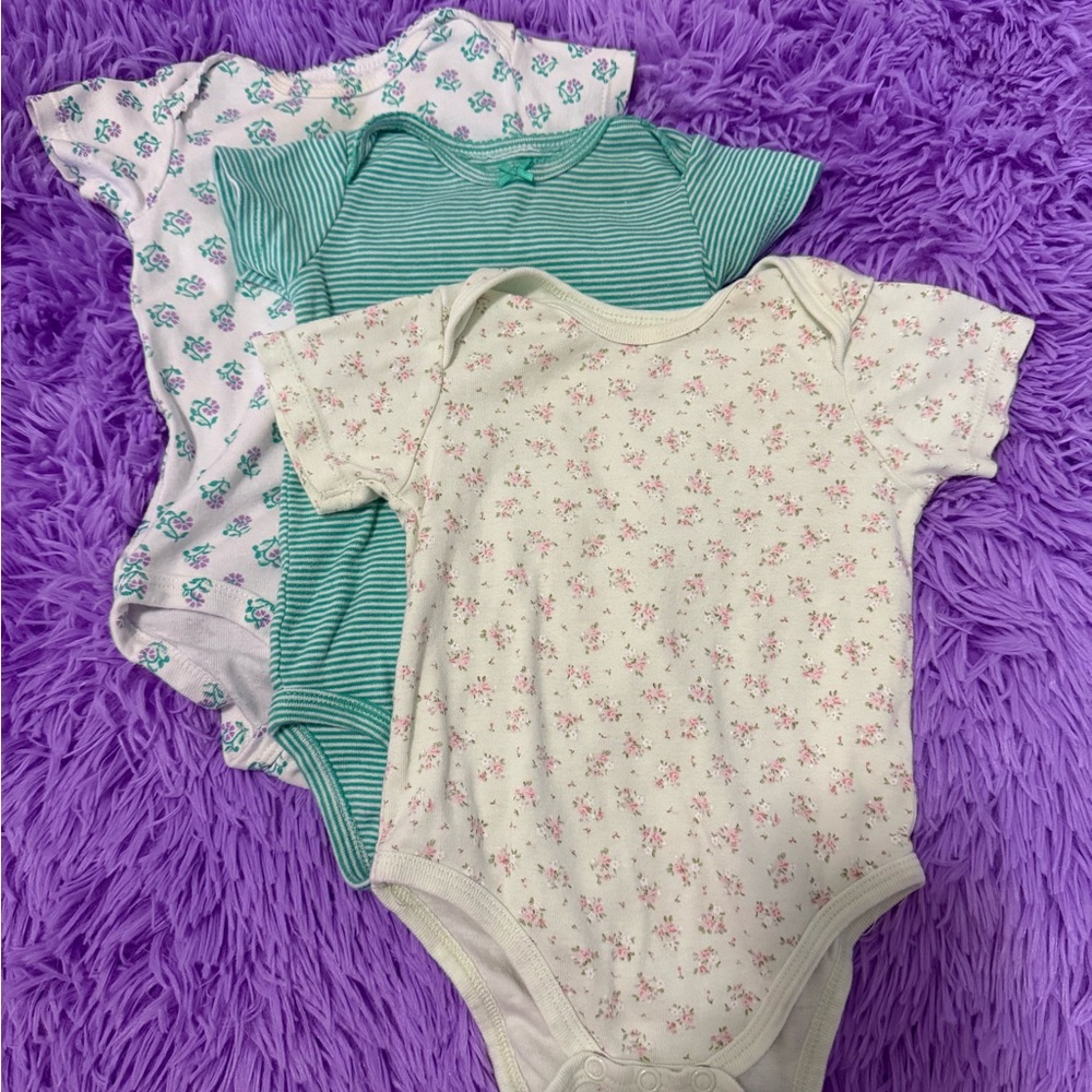 Carter's Floral and Striped Bodysuit Trio
